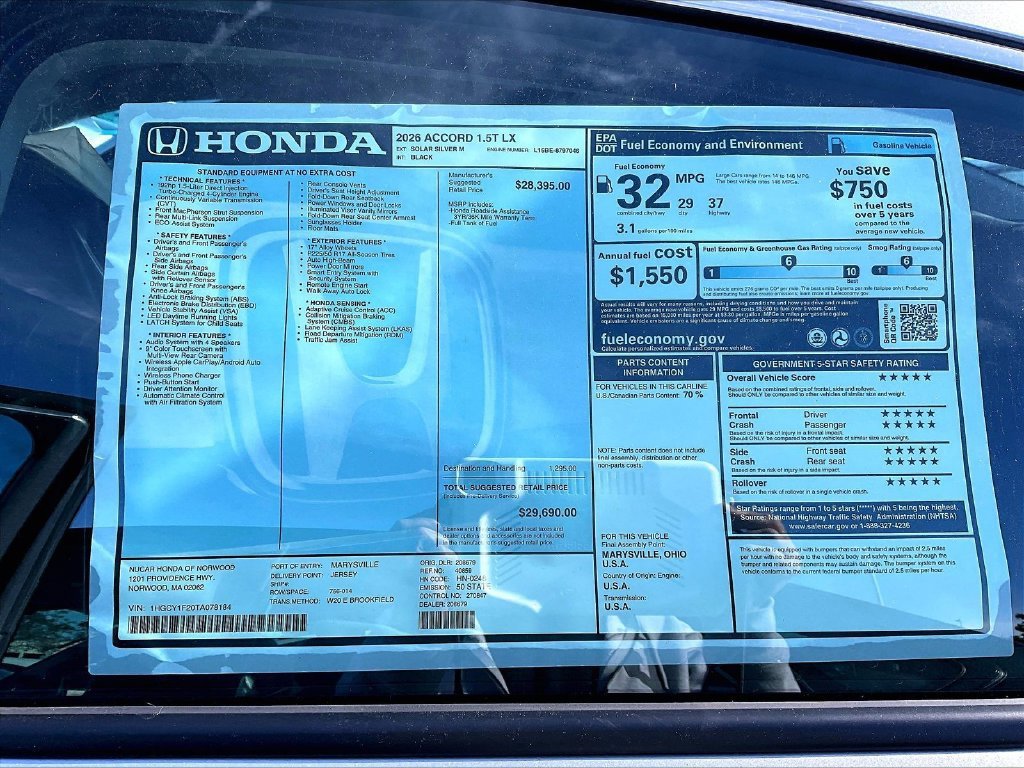 New 2026 Honda Accord LX image 16