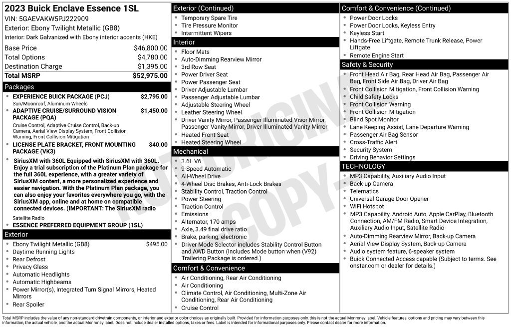 Certified 2023 Buick Enclave Essence w/ Experience Buick Package AWD/4WD image 2