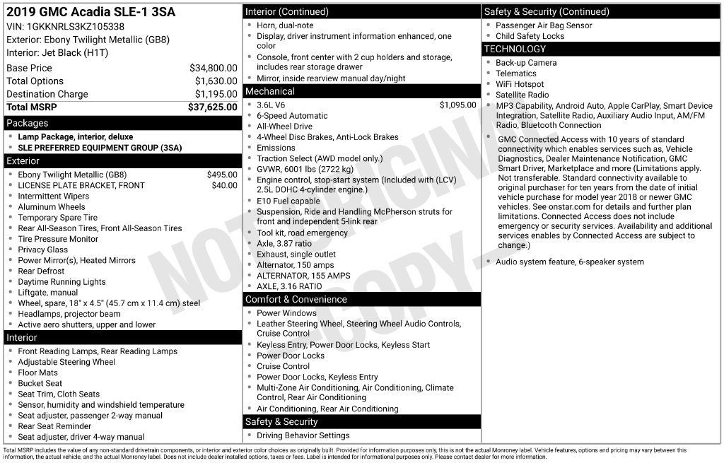 Used 2019 GMC Acadia SLE AWD/4WD image 28