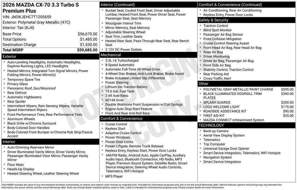 New 2026 MAZDA CX-70 3.3 Turbo S w/ Premium Plus AWD/4WD image 40