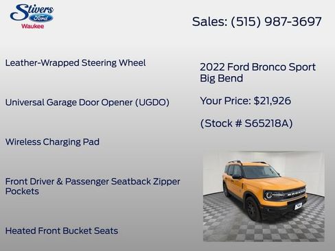 Certified 2022 Ford Bronco Sport Big Bend w/ Convenience Package AWD/4WD image 22