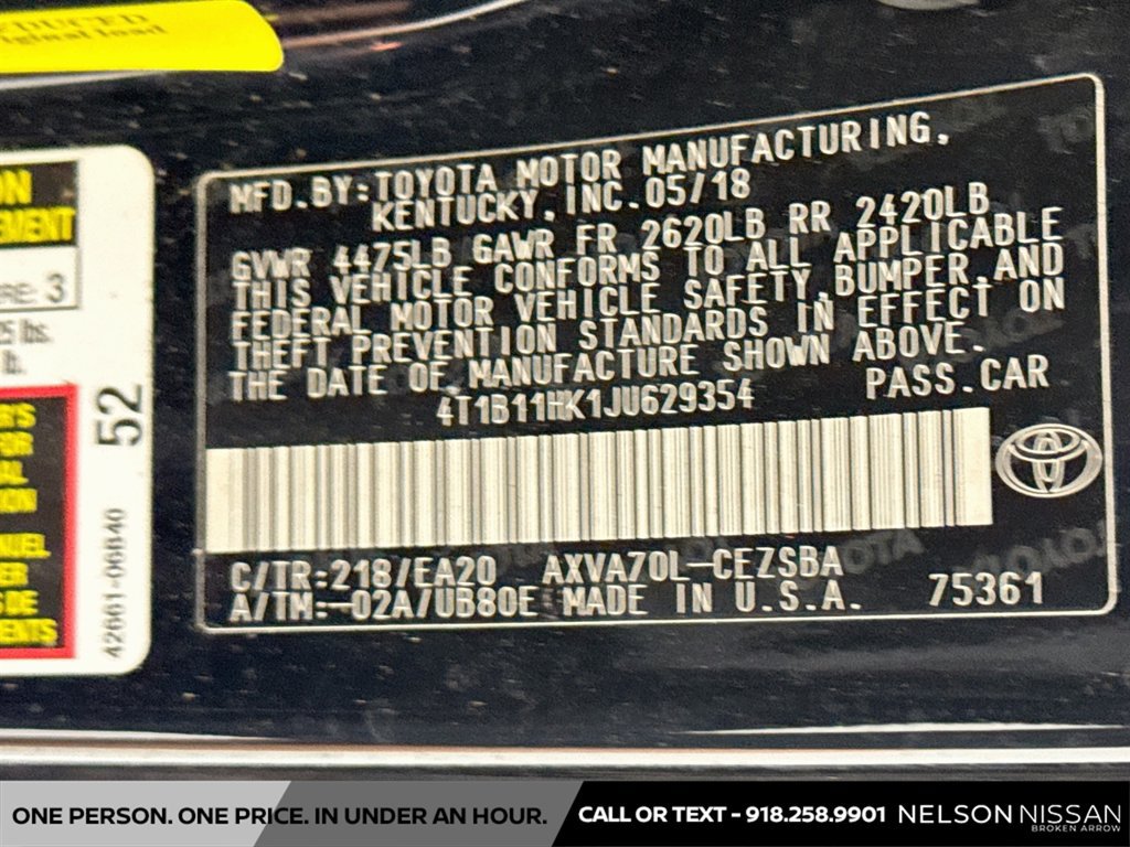 Used 2018 Toyota Camry SE w/ Audio Package FWD image 30