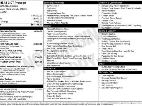 Used 2016 Audi A6 3.0T Prestige w/ Prestige Package image 1