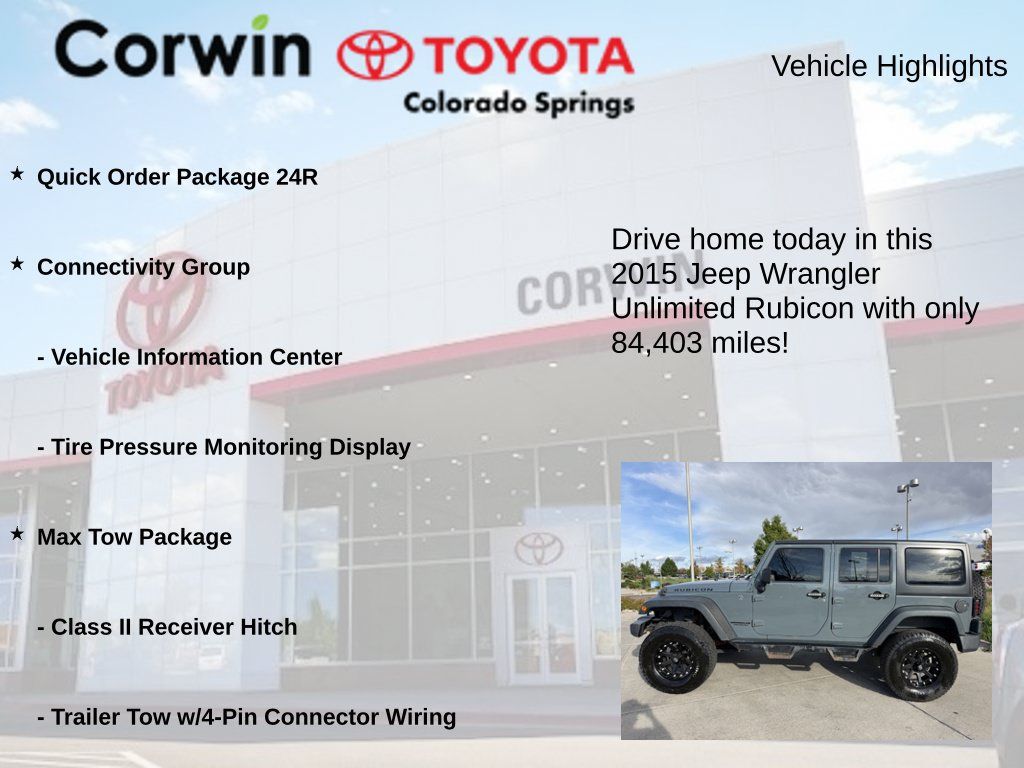 Used 2015 Jeep Wrangler Unlimited Rubicon w/ Connectivity Group AWD/4WD image 7