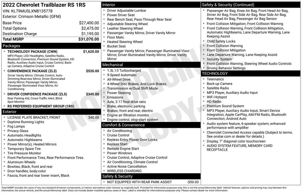 Used 2022 Chevrolet TrailBlazer RS AWD/4WD image 32