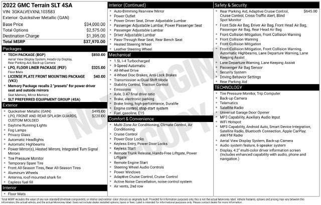 Used 2022 GMC Terrain SLT w/ Tech Package AWD/4WD image 5