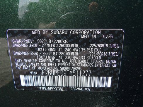 New 2026 Subaru Outback Touring AWD/4WD image 33