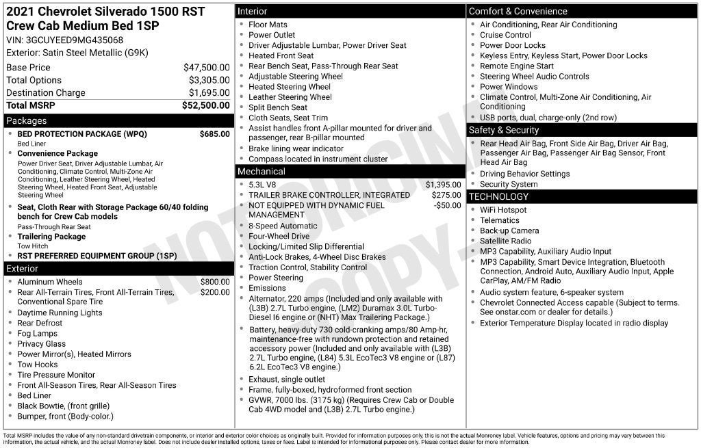 Used 2021 Chevrolet Silverado 1500 RST w/ Bed Protection Package AWD/4WD image 3