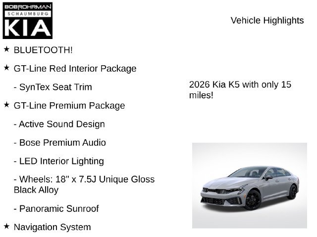 New 2026 Kia K5 GT-Line w/ GT-Line Premium Package AWD/4WD image 8