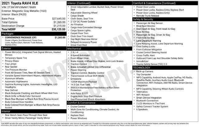 Used 2021 Toyota RAV4 XLE w/ Convenience Package FWD image 39