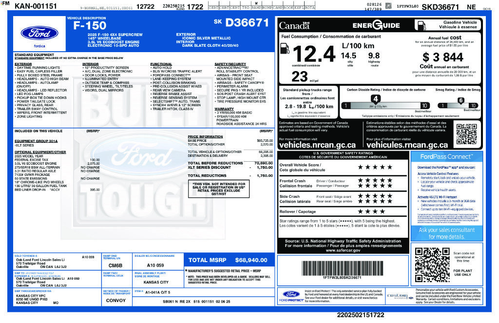 Certified 2025 Ford F150 XLT w/ Equipment Group 301A Standard AWD/4WD image 32
