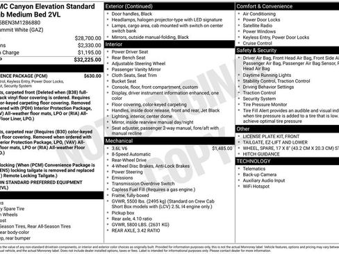 Used 2021 GMC Canyon Elevation Standard w/ Convenience Package RWD image 28