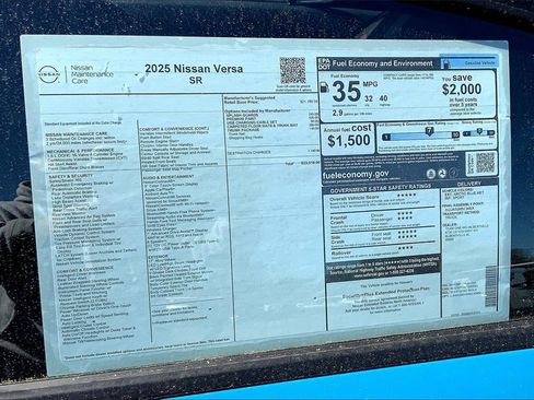 New 2025 Nissan Versa SR w/ Trunk Package image 14