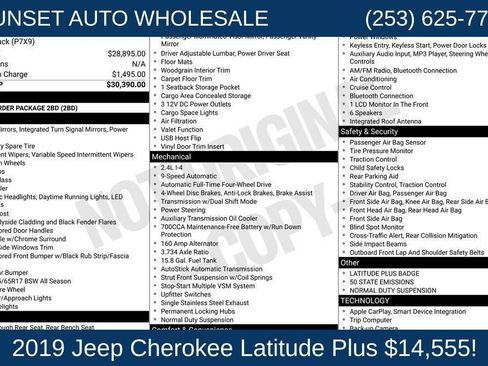 Used 2019 Jeep Cherokee Latitude Plus AWD/4WD image 86
