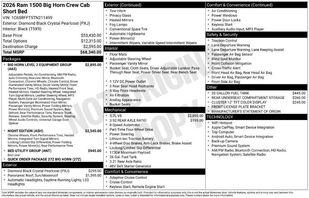 New 2026 RAM 1500 Big Horn AWD/4WD image 47