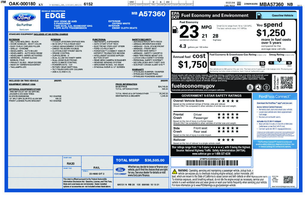 Used 2021 Ford Edge SE AWD/4WD image 4