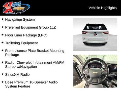 Certified 2019 Chevrolet Traverse Premier w/ LPO, Floor Liner Package image 2