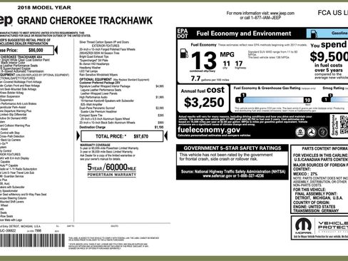 Used 2018 Jeep Grand Cherokee Trackhawk AWD/4WD image 51
