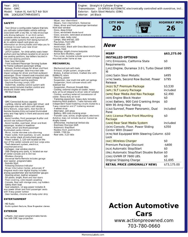 Used 2021 GMC Yukon XL SLT w/ SLT Premium Package AWD/4WD image 2