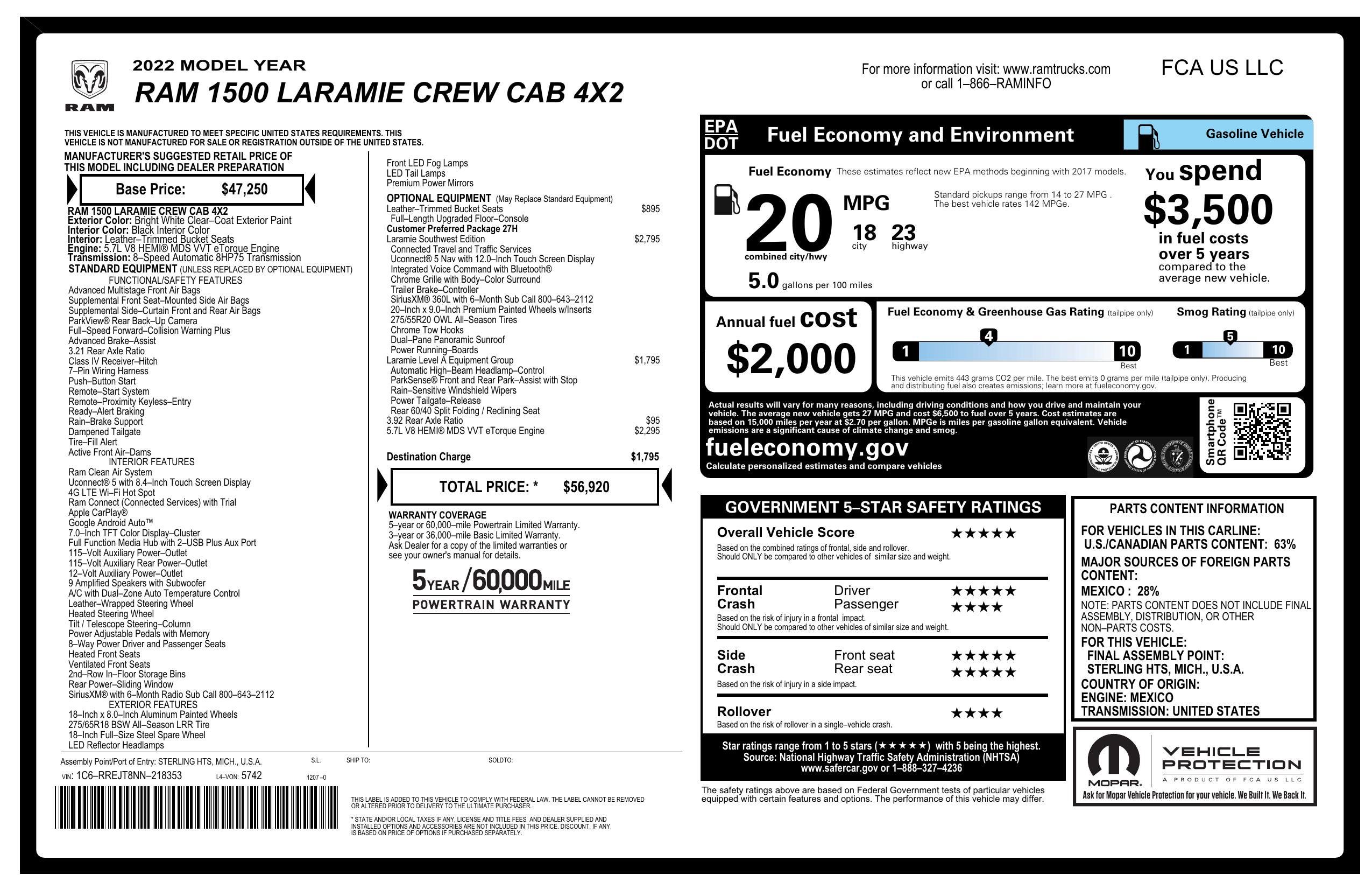 Used 2022 RAM 1500 Laramie w/ Laramie Southwest Edition RWD image 3