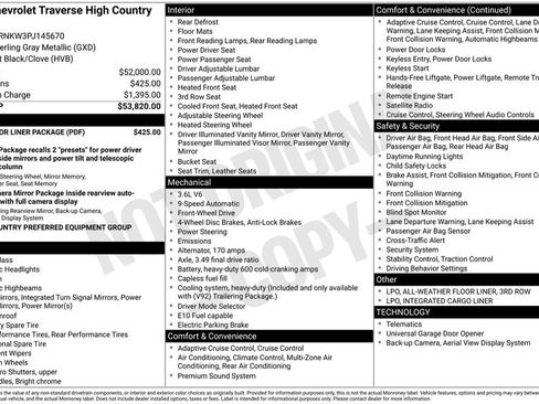 Used 2023 Chevrolet Traverse High Country w/ LPO, Floor Liner Package image 8