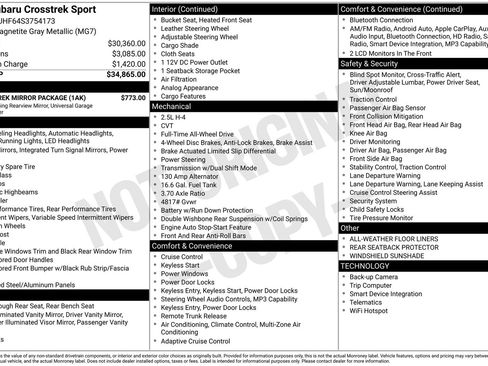 Certified 2025 Subaru Crosstrek 2.5i Sport w/ Crosstrek Mirror Package AWD/4WD image 32