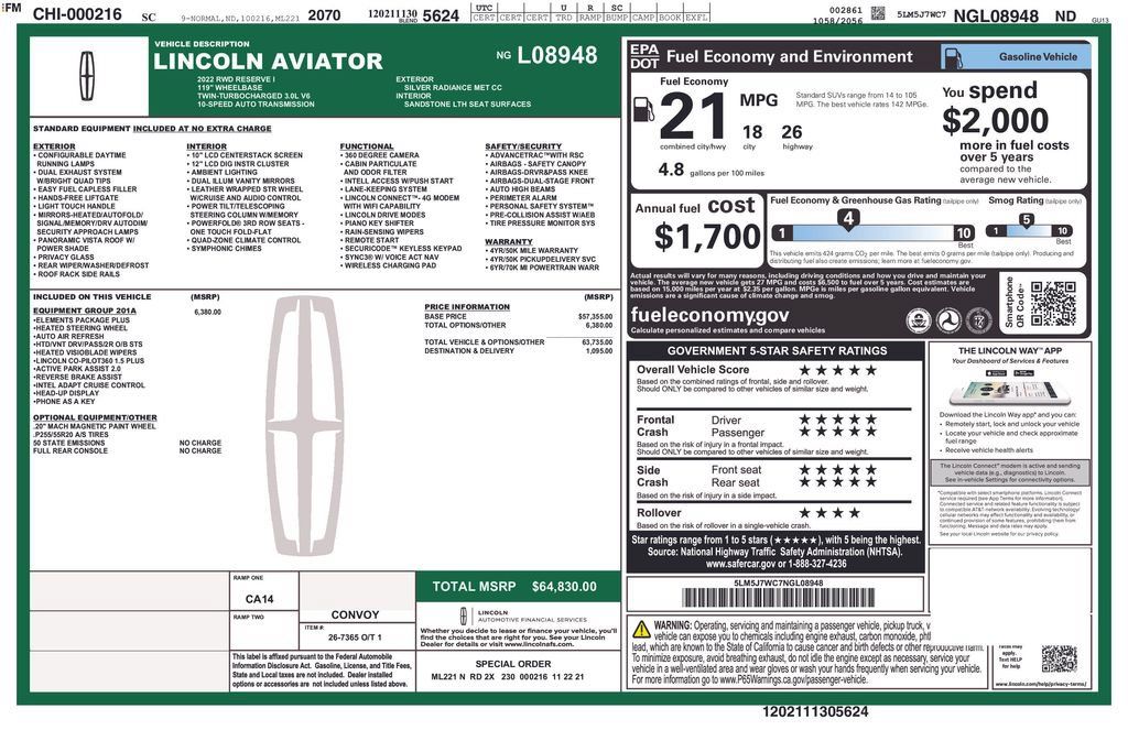 Used 2022 Lincoln Aviator Reserve RWD image 2