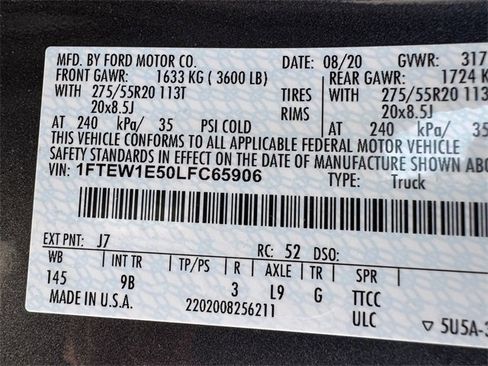 Certified 2020 Ford F150 Platinum w/ Equipment Group 701A Luxury image 36