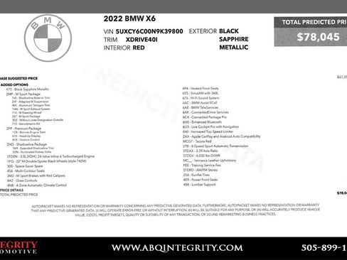 Used 2022 BMW X6 xDrive40i w/ M Sport Package image 2