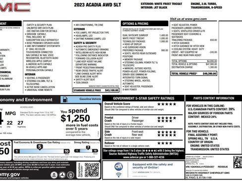 Used 2023 GMC Acadia SLT w/ Technology Package AWD/4WD image 39
