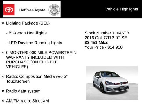 Used 2016 Volkswagen GTI SE w/ Lighting Package (SEL) FWD image 5