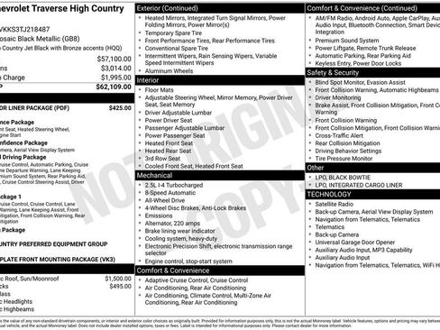 New 2026 Chevrolet Traverse High Country w/ LPO, Floor Liner Package AWD/4WD image 27