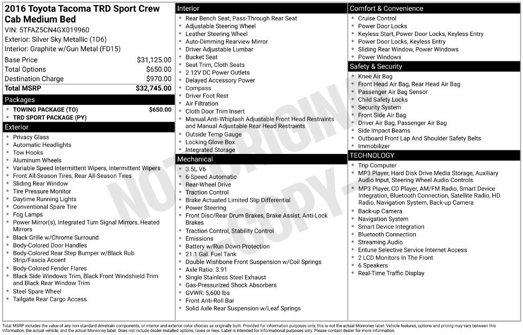 Used 2016 Toyota Tacoma TRD Sport w/ Towing Package RWD image 41