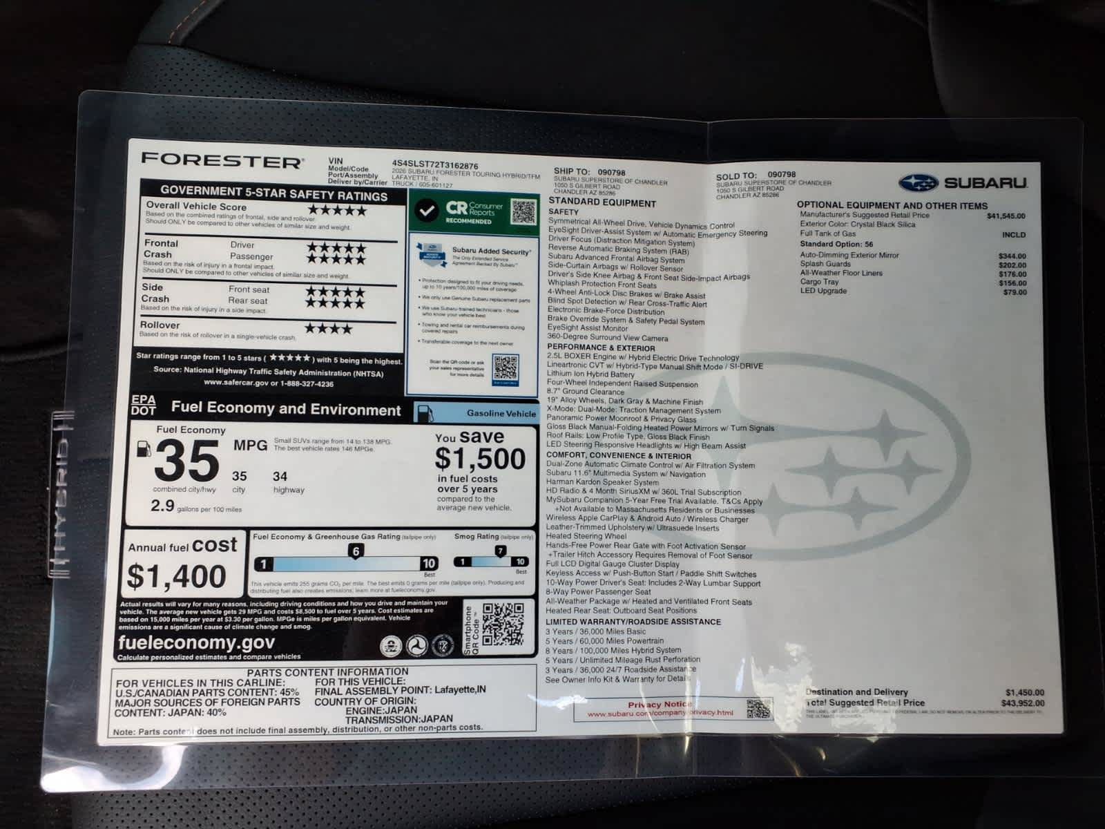 New 2026 Subaru Forester Touring AWD/4WD image 41