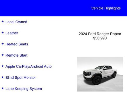 Certified 2024 Ford Ranger Raptor AWD/4WD image 3