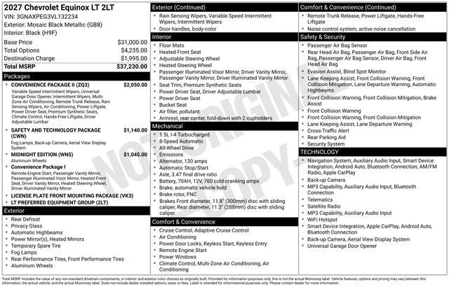 New 2027 Chevrolet Equinox LT w/ Convenience Package II AWD/4WD image 24