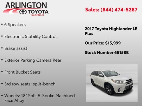 Used 2017 Toyota Highlander Plus AWD/4WD image 2