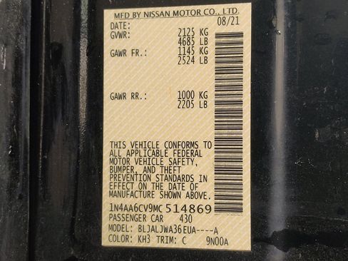 Used 2021 Nissan Maxima 3.5 SV w/ Floor Mat Group image 33