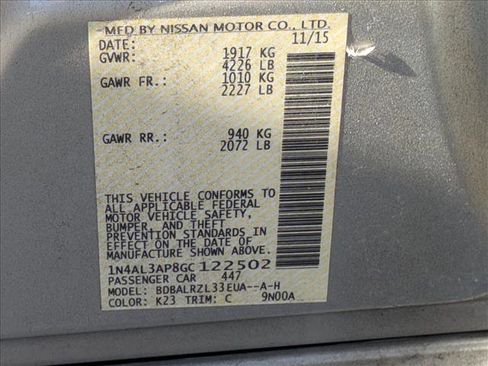 Used 2016 Nissan Altima 2.5 SL w/ Moonroof Package image 15