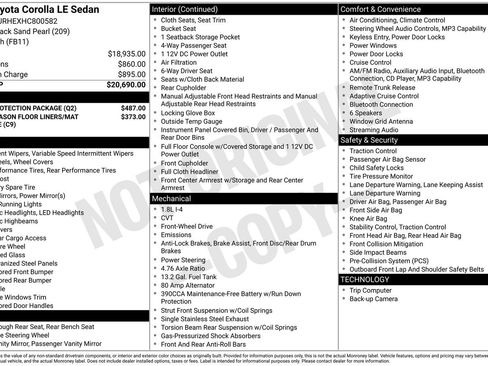 Used 2017 Toyota Corolla LE w/ Body Protection Package image 2