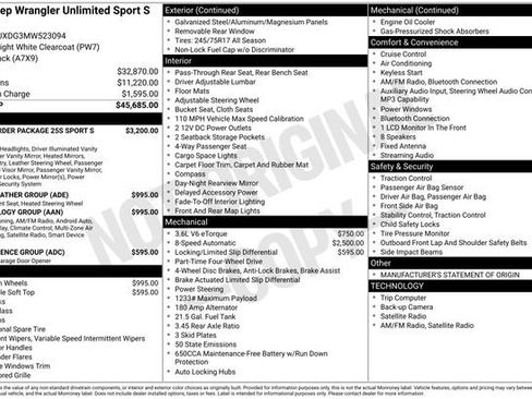 Used 2021 Jeep Wrangler Unlimited Sport AWD/4WD image 30