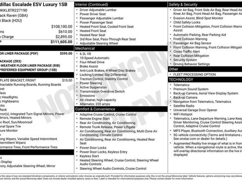 Used 2026 Cadillac Escalade ESV Luxury w/ LPO, Floor Liner Package AWD/4WD image 5