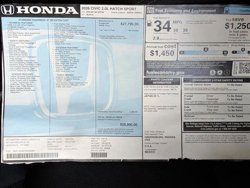 New 2026 Honda Civic Sport image 17