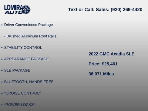 Used 2022 GMC Acadia SLE w/ LPO, Cargo Package AWD/4WD image 7