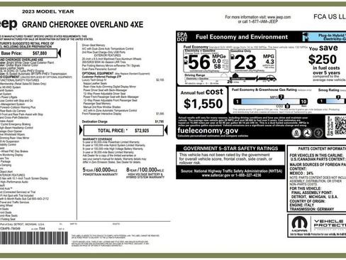 Certified 2023 Jeep Grand Cherokee Overland w/ Luxury Tech Group IV AWD/4WD image 4