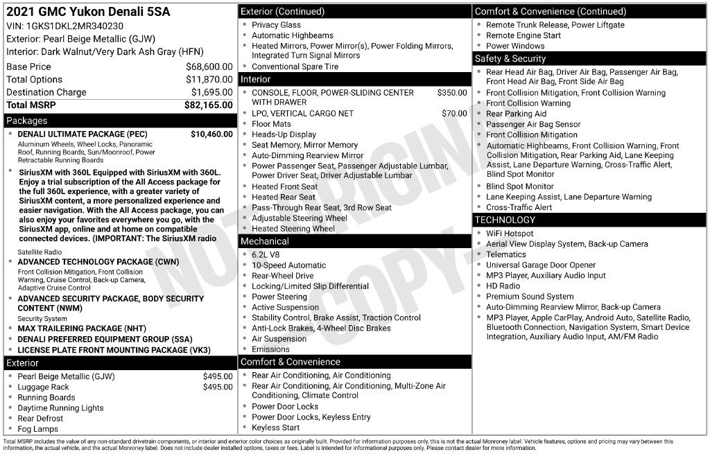 Used 2021 GMC Yukon Denali w/ Denali Ultimate Package RWD image 6