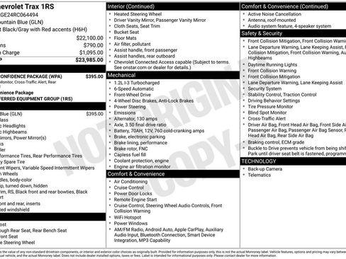 Certified 2024 Chevrolet Trax RS w/ Driver Confidence Package image 6