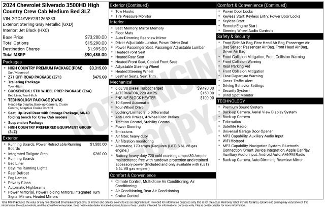 Used 2024 Chevrolet Silverado 3500 High Country w/ High Country Premium Package AWD/4WD image 3