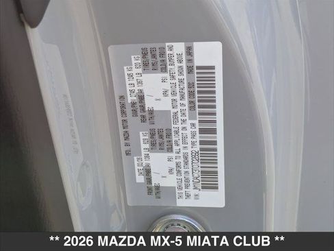 New 2026 MAZDA MX-5 Miata Club w/ Weather Package RWD image 15