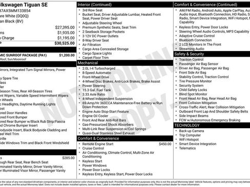 Used 2021 Volkswagen Tiguan SE w/ Panoramic Sunroof Package FWD image 2